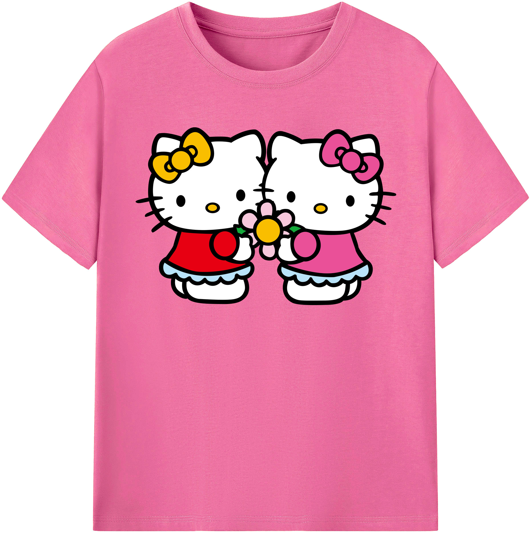 （画像用） Hello Kitty ハローキティ レディースカジュアルプリントTシャツ（綿100％）